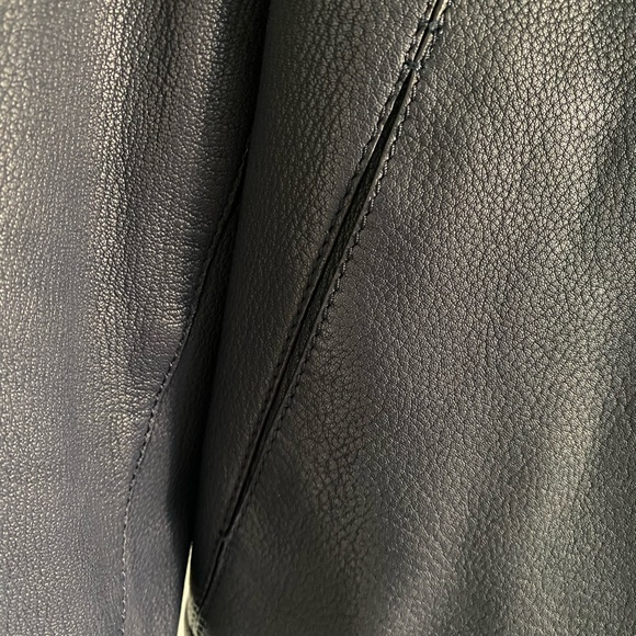 Massimo Dutti Blue Leather Jacket Size XS - Picture 6 of 13